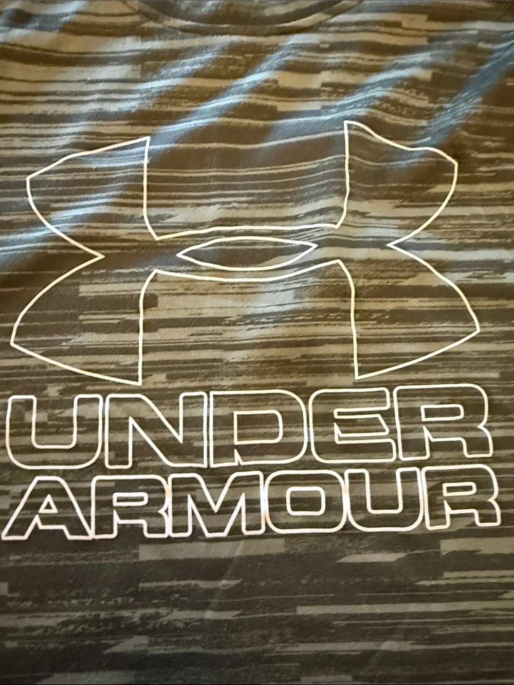 Under Armour Olive Green Striped Logo Performance Tee